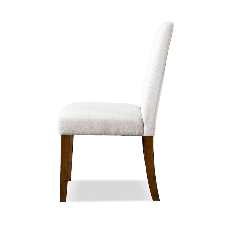 Chaises de salle à manger rustiques rembourrées en tissu ivoire (lot de 2)