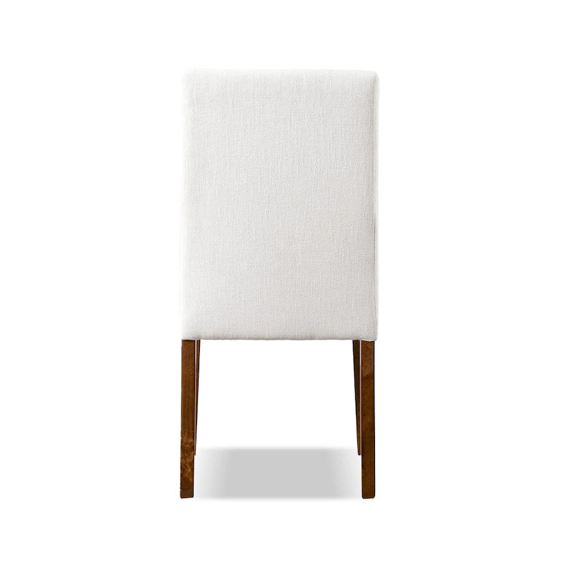 Chaises de salle à manger rustiques rembourrées en tissu ivoire (lot de 2)