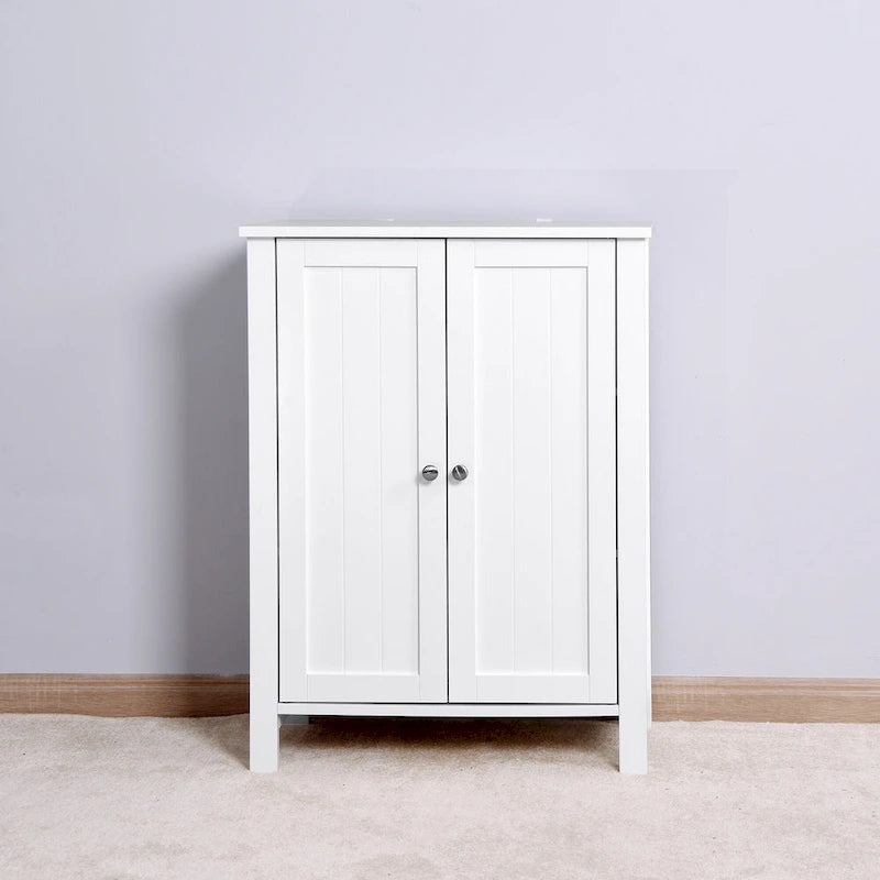 Meuble de Rangement au Sol pour Salle de Bain avec Double Porte